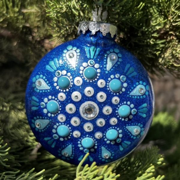 Handmade Glitter Dot Mandala Christmas Ornament - Image 2